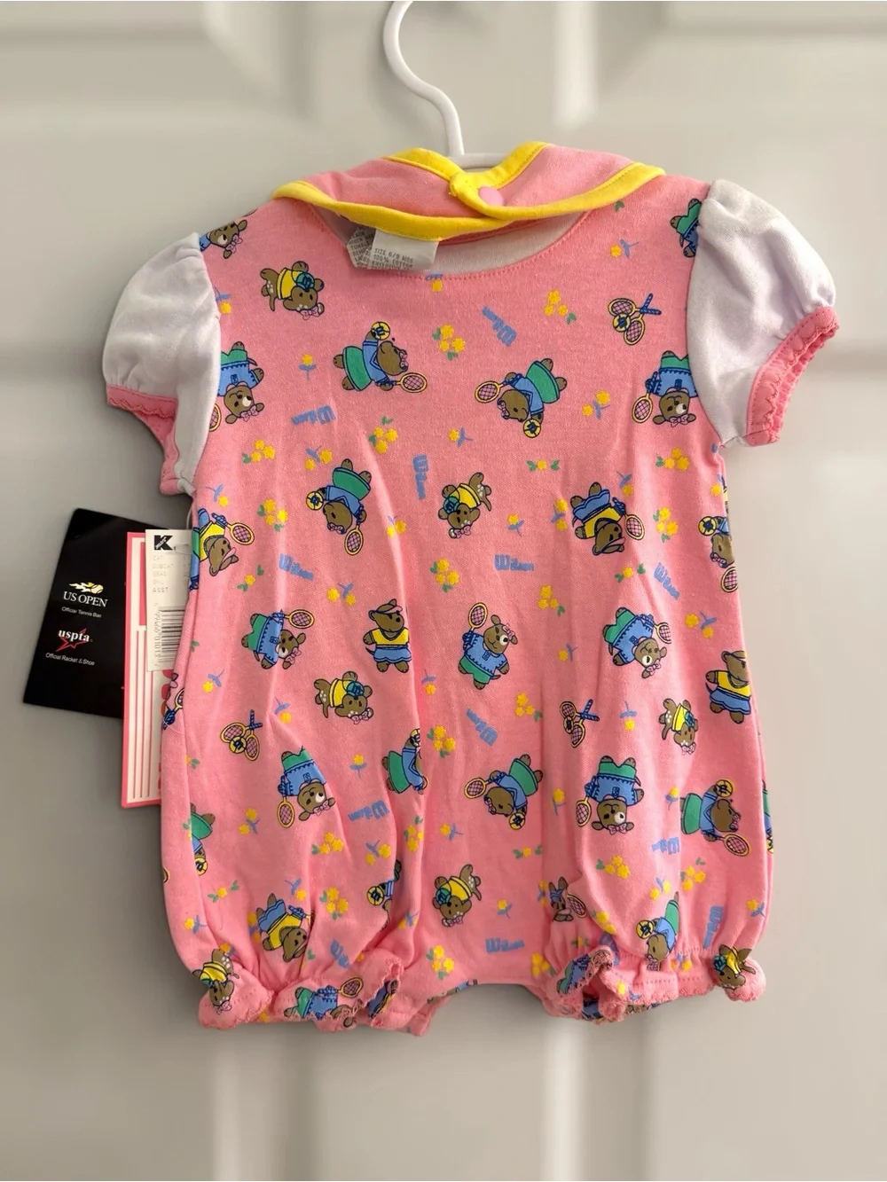 NWT Vintage Wilson I Love Tennis Baby Romper & Reversible Bib Set 6/9M